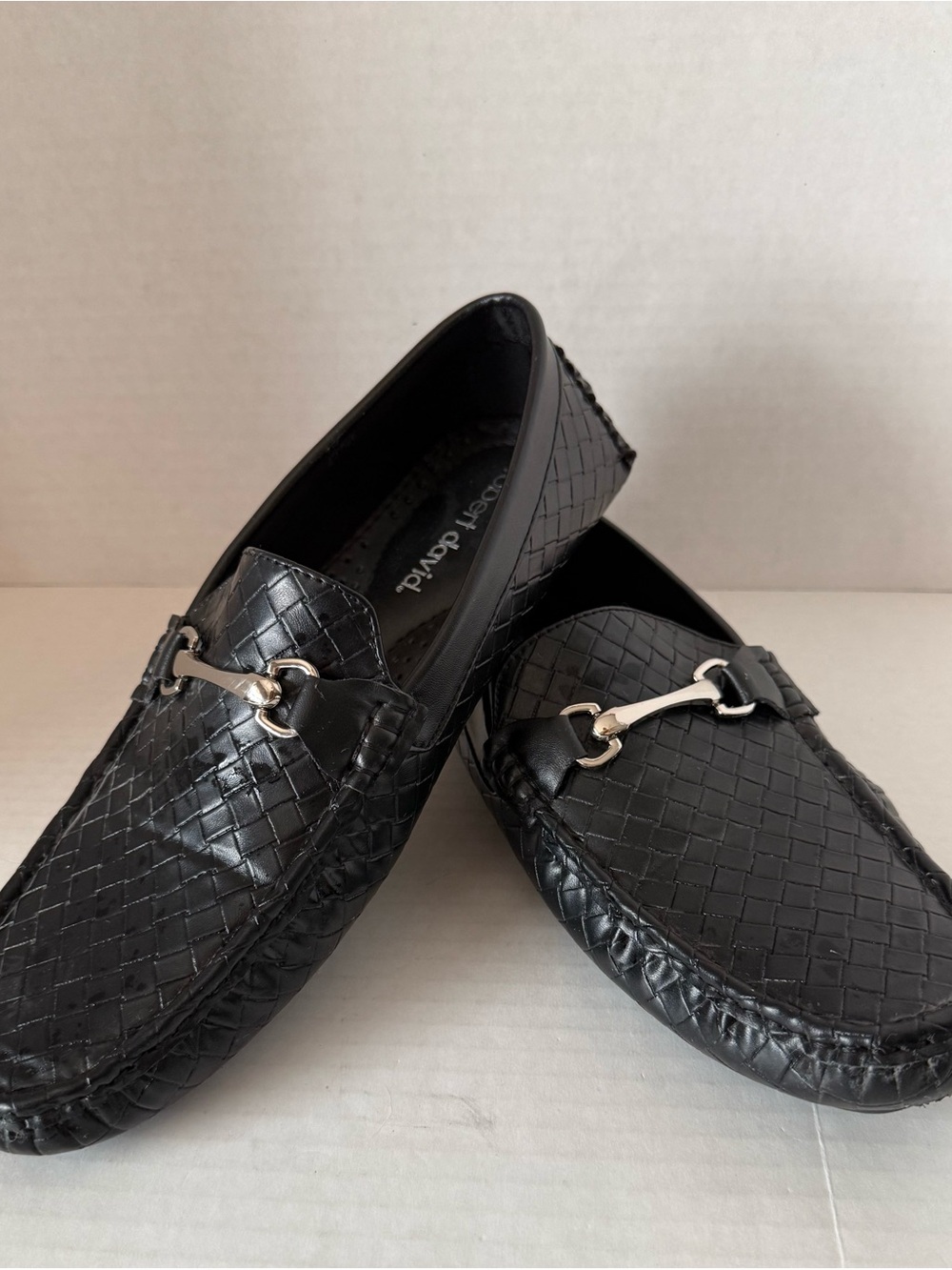 Black Woven Leather Bit Loafers by Robert David size 11M